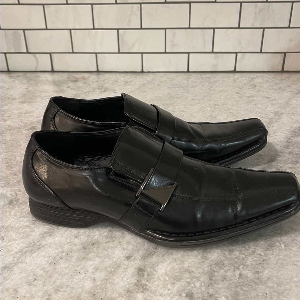 Bruno Marc Shoes Mens 9.5 Black Classic Leather Slip On Loafers Business Formal